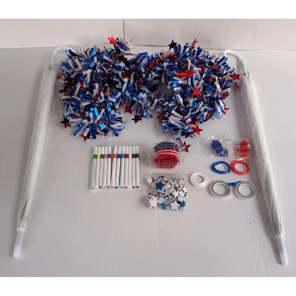2‎ PCS Cinrobiye DIY 4th of July Umbrella Patriotic Decoration Parade Craft Set